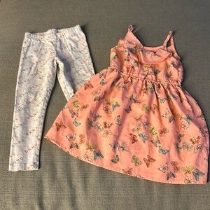 3T leggings DNKY grey and pink, Cherokee butterfly dress neon orange